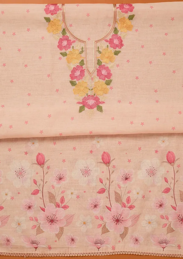 Light_Peach_Threadwork_Linen_Unstitched_Salwar_Suit