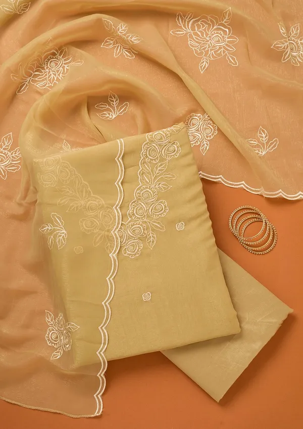 Beige_Threadwork_Tissue_Unstitched_Salwar_Suit