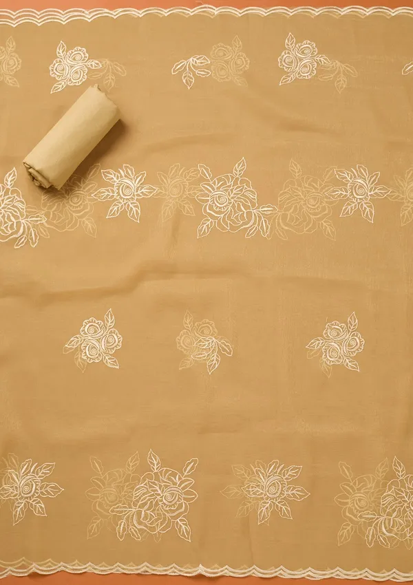 Beige_Threadwork_Tissue_Unstitched_Salwar_Suit