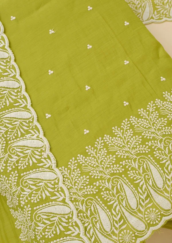 Lime_Green_Threadwork_Chanderi_Unstitched_Salwar_Suit
