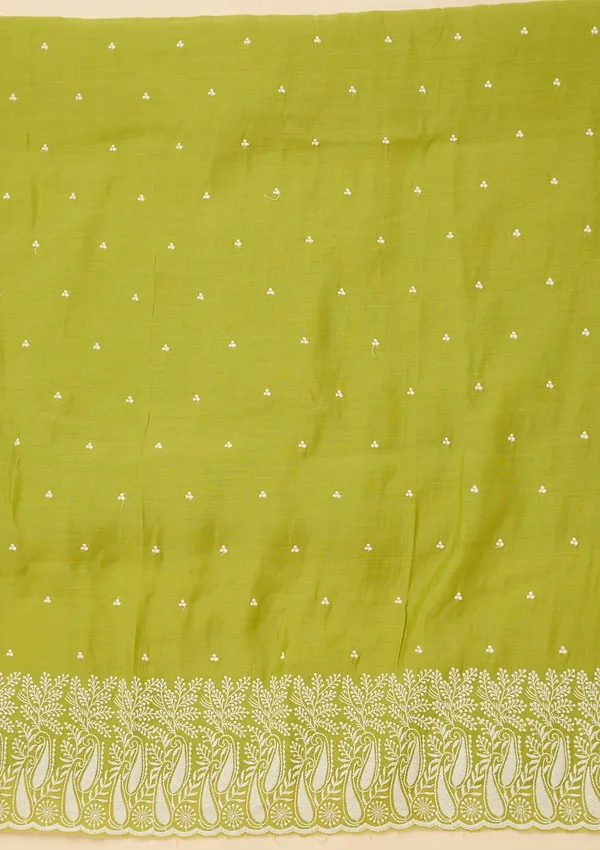 Lime_Green_Threadwork_Chanderi_Unstitched_Salwar_Suit