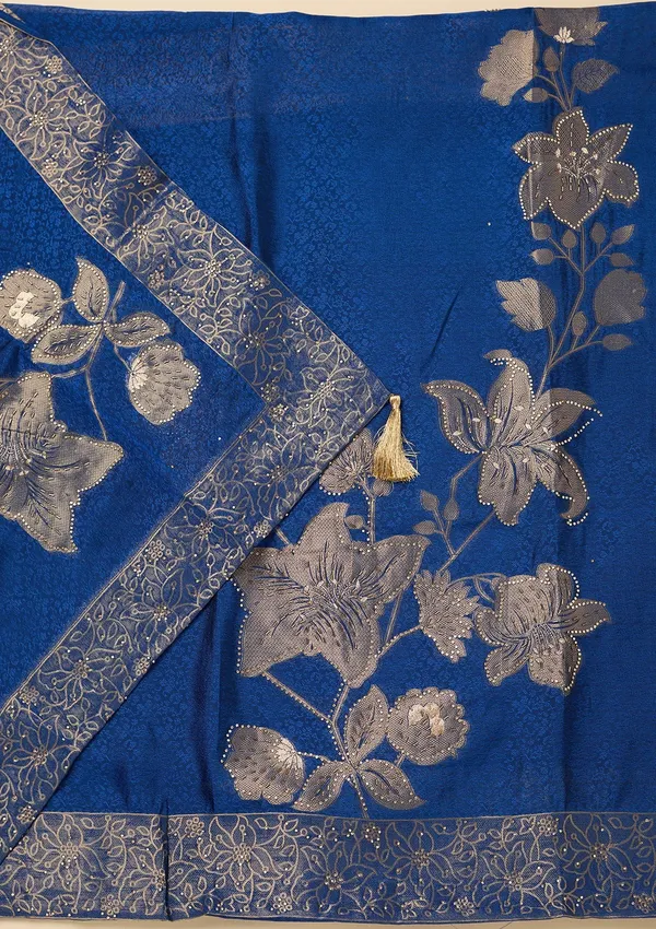 Blue_Stonework_Gold_Dola_Silk_Unstitched_Salwar_Suit