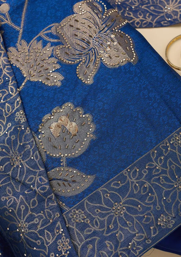 Blue_Stonework_Gold_Dola_Silk_Unstitched_Salwar_Suit
