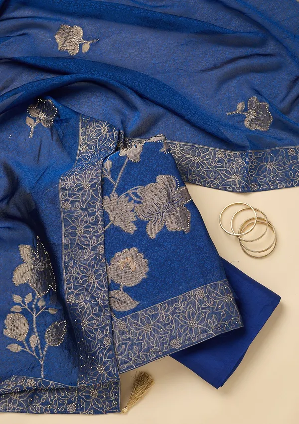 Blue_Stonework_Gold_Dola_Silk_Unstitched_Salwar_Suit