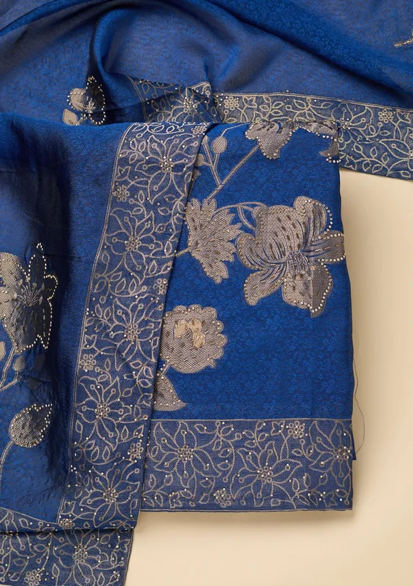 Blue_Stonework_Gold_Dola_Silk_Unstitched_Salwar_Suit