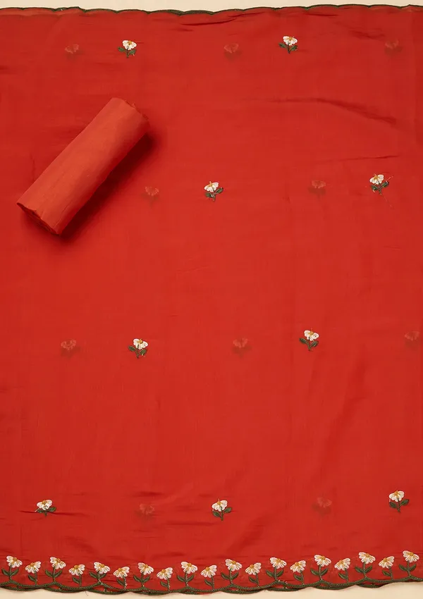 Orange_Threadwork_Semi_Crepe_Unstitched_Salwar_Suit