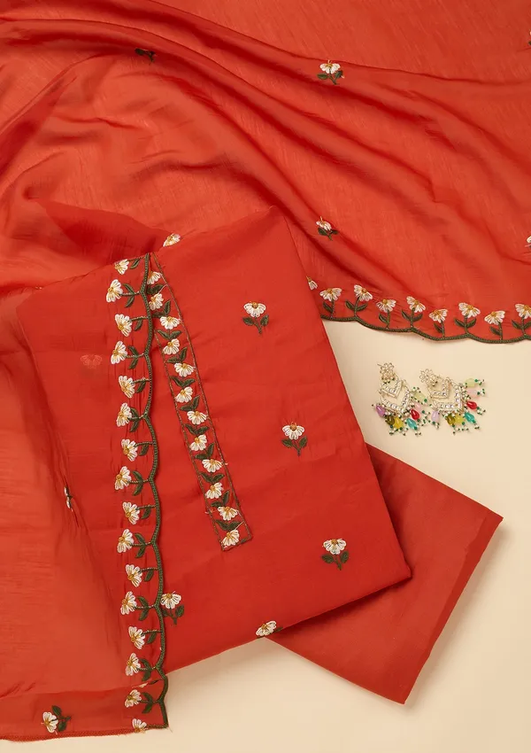 Orange_Threadwork_Semi_Crepe_Unstitched_Salwar_Suit