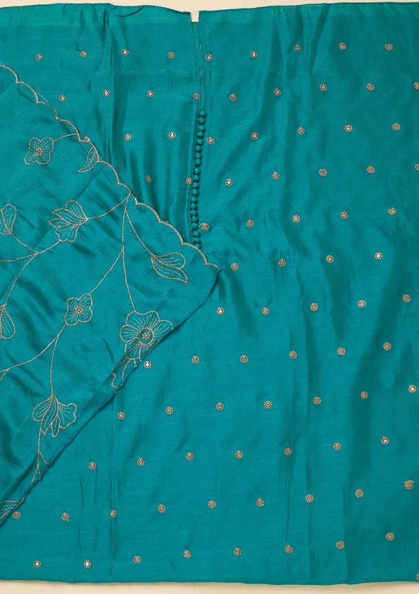 Peacock_Green_Zariwork_Gold_Soft_Raw_Silk_Unstitched_Salwar_Suit