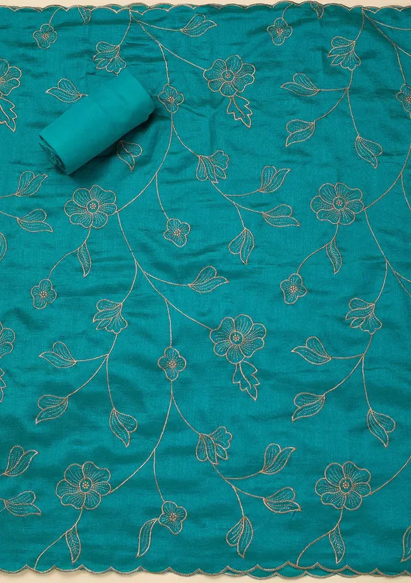 Peacock_Green_Zariwork_Gold_Soft_Raw_Silk_Unstitched_Salwar_Suit