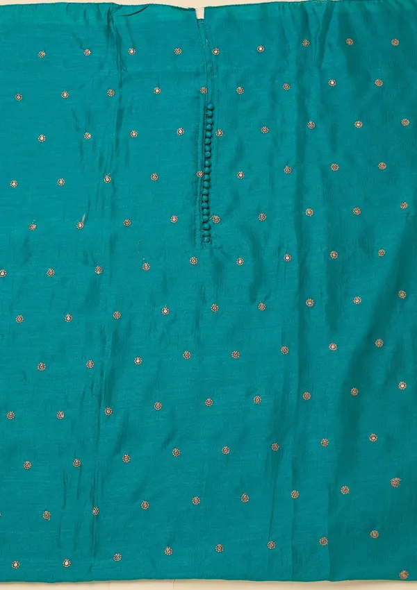 Peacock_Green_Zariwork_Gold_Soft_Raw_Silk_Unstitched_Salwar_Suit