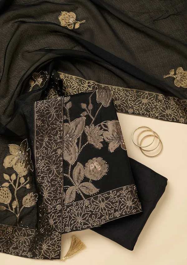 Black_Stonework_Gold_Dola_Silk_Unstitched_Salwar_Suit