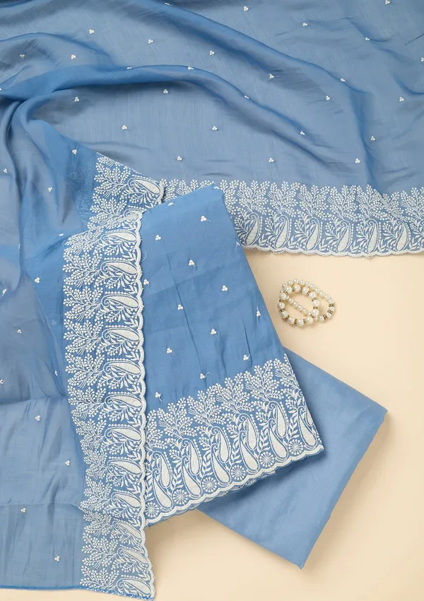 Blue_Threadwork_Chanderi_Unstitched_Salwar_Suit