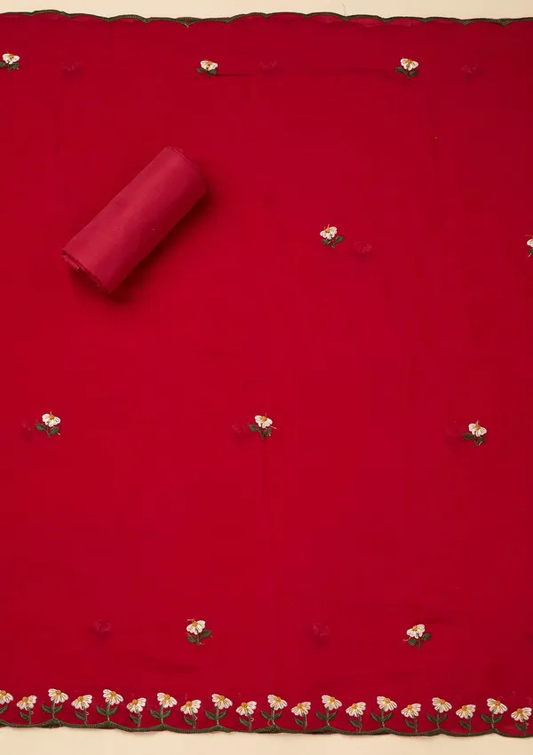 Red_Threadwork_Semi_Crepe_Unstitched_Salwar_Suit