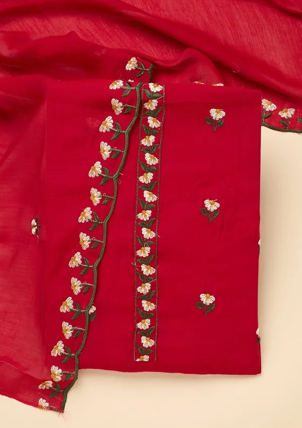 Red_Threadwork_Semi_Crepe_Unstitched_Salwar_Suit