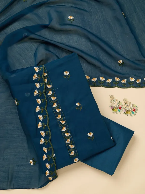 Peacock_Blue_Threadwork_Semi_Crepe_Unstitched_Salwar_Suit