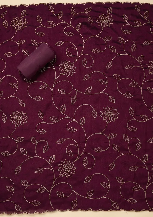 Wine_Zariwork_Gold_Soft_Raw_Silk_Unstitched_Salwar_Suit