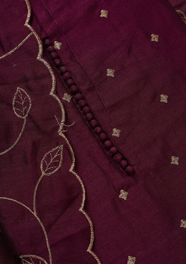 Wine_Zariwork_Gold_Soft_Raw_Silk_Unstitched_Salwar_Suit