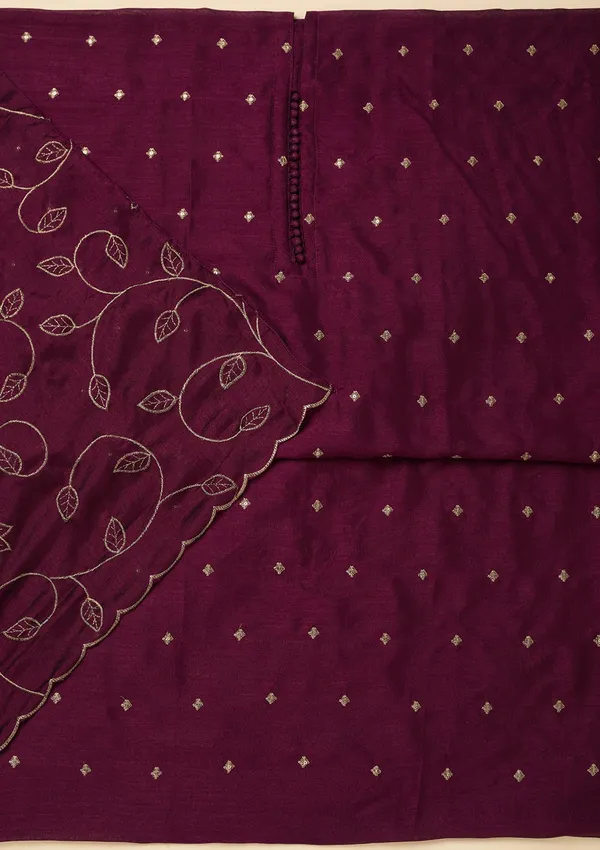 Wine_Zariwork_Gold_Soft_Raw_Silk_Unstitched_Salwar_Suit