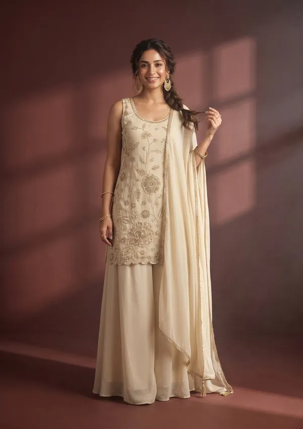 Cream_Cutdana_Tissue_Readymade_Salwar_Suit