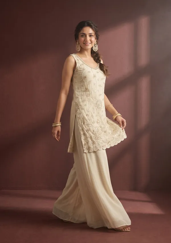 Cream_Cutdana_Tissue_Readymade_Salwar_Suit