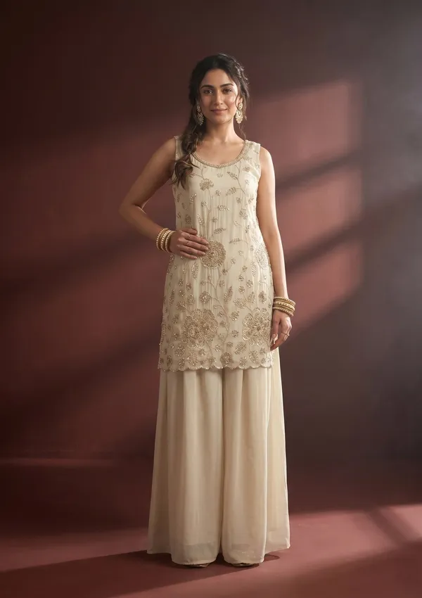 Cream_Cutdana_Tissue_Readymade_Salwar_Suit