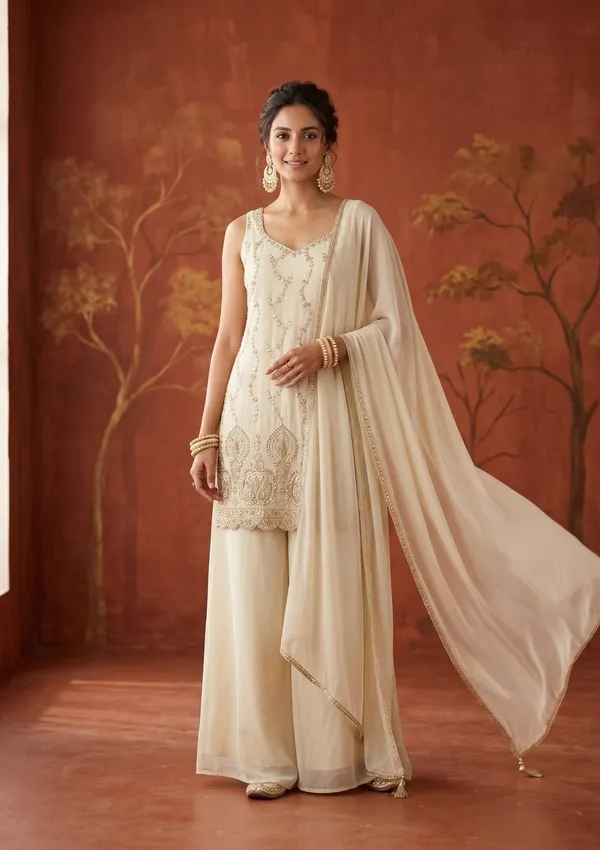 Cream_Cutdana_Tissue_Readymade_Salwar_Suit