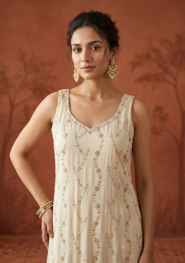 Cream_Cutdana_Tissue_Readymade_Salwar_Suit
