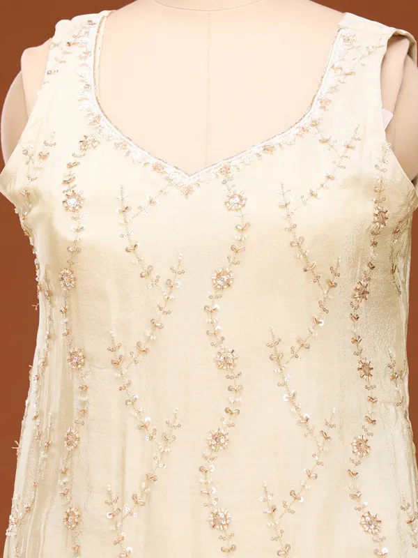Cream_Cutdana_Tissue_Readymade_Salwar_Suit