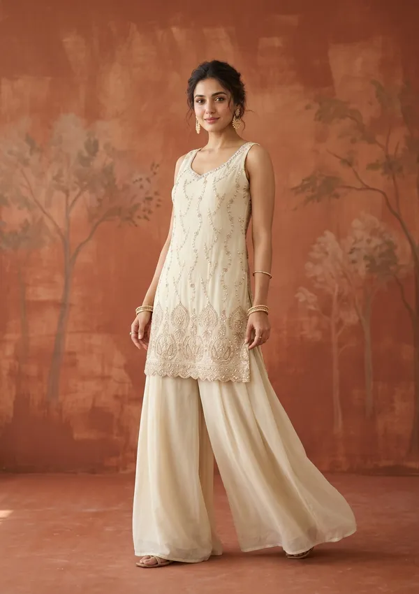 Cream_Cutdana_Tissue_Readymade_Salwar_Suit