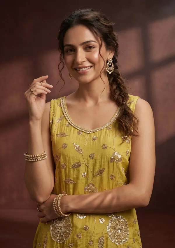 Yellow_Cutdana_Tissue_Readymade_Salwar_Suit