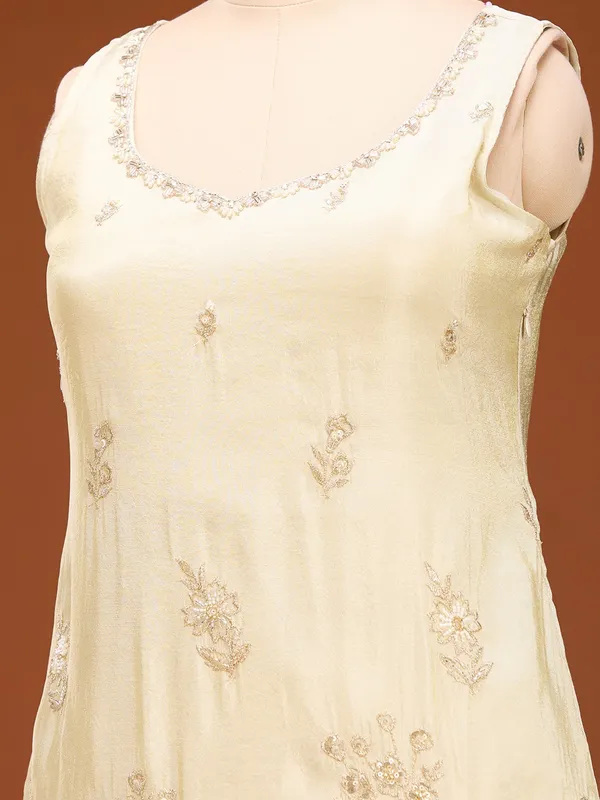 Cream_Cutdana_Tissue_Readymade_Salwar_Suit