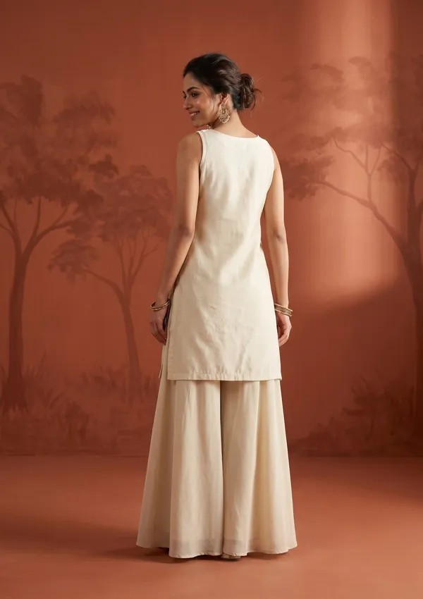 Cream_Cutdana_Tissue_Readymade_Salwar_Suit
