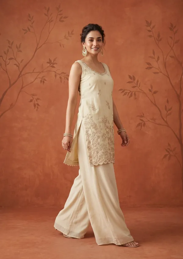Cream_Cutdana_Tissue_Readymade_Salwar_Suit