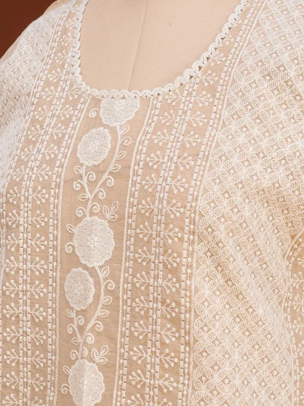 Beige_Threadwork_Chanderi_Readymade_Salwar_Suit