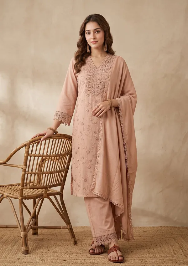 Light_Brown_Threadwork_Cotton_Readymade_Salwar_Suit