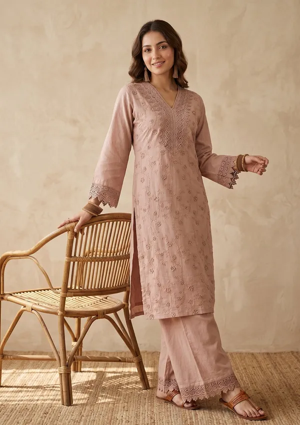 Light_Brown_Threadwork_Cotton_Readymade_Salwar_Suit