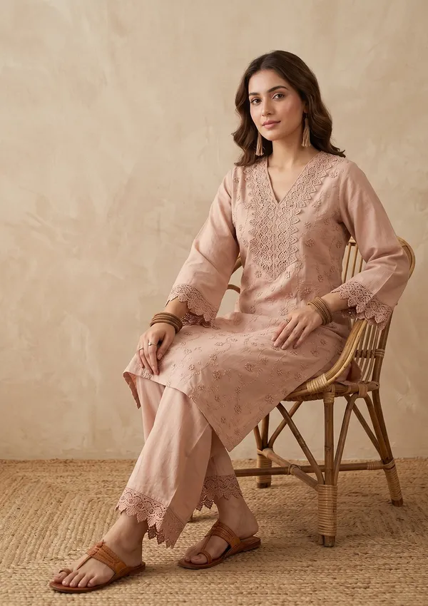 Light_Brown_Threadwork_Cotton_Readymade_Salwar_Suit