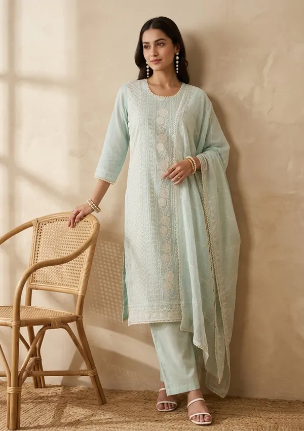 Sea_Green_Threadwork_Chanderi_Readymade_Salwar_Suit