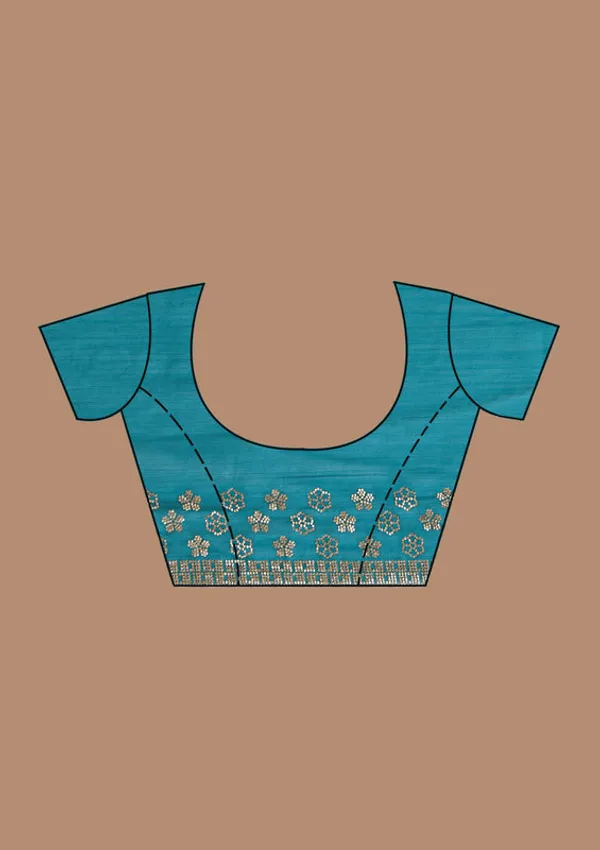 Blue_Chiffon_Gold_Stonework_Saree_With_Matching_Blouse_Piece