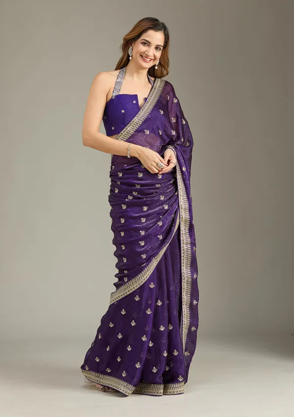 Purple_Tissue_Gold_Zariwork_Saree_With_Matching_Blouse_Piece