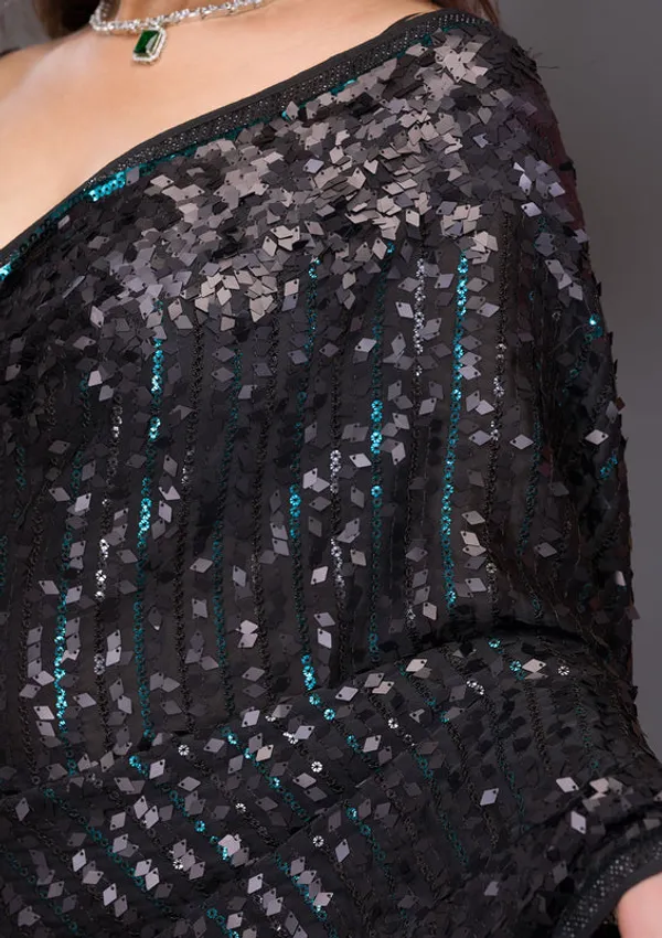Black_Sequins_Georgette_Saree