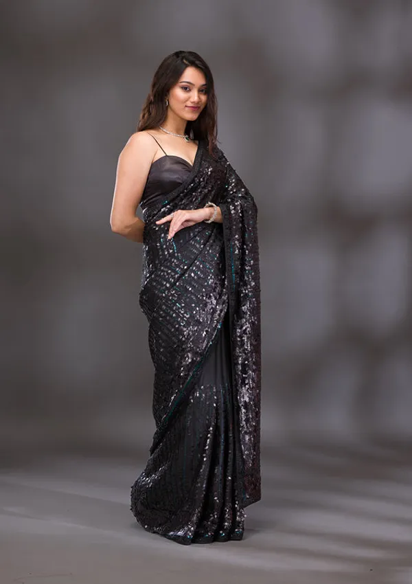 Black_Sequins_Georgette_Saree