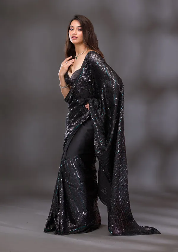 Black_Sequins_Georgette_Saree