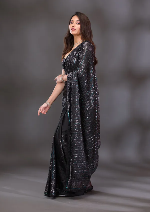 Black_Sequins_Georgette_Saree