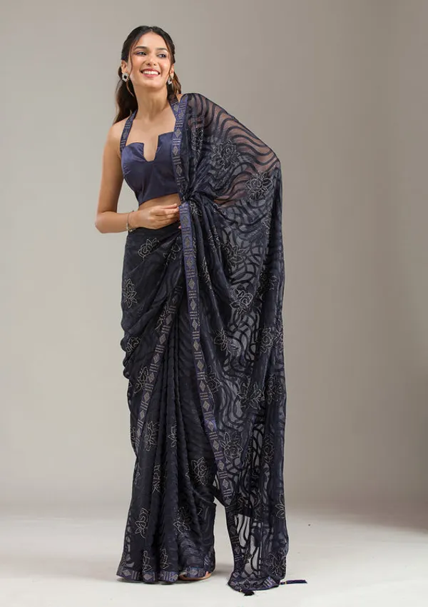 Navy_Blue_Chiffon_Swarovski_Saree_With_Matching_Blouse_Piece