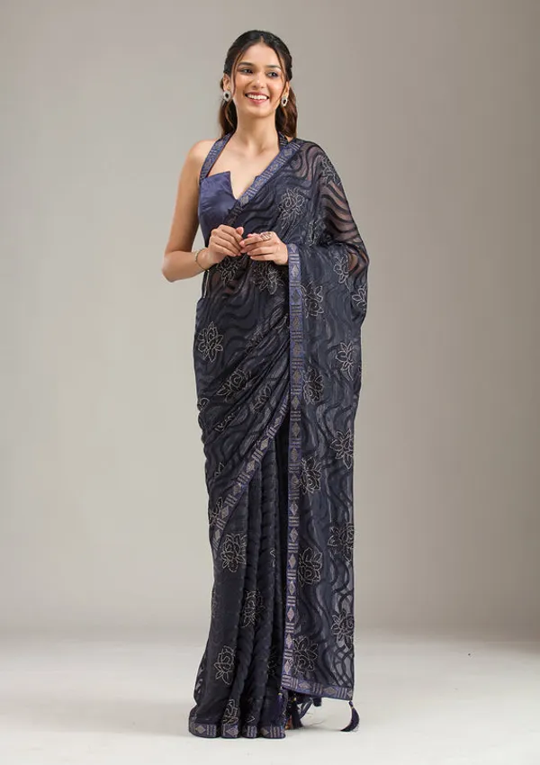 Navy_Blue_Chiffon_Swarovski_Saree_With_Matching_Blouse_Piece