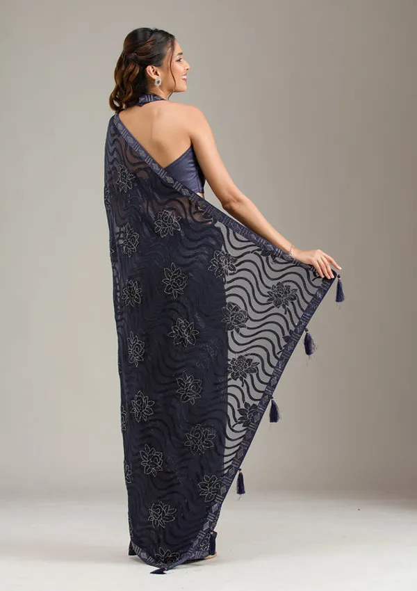 Navy_Blue_Chiffon_Swarovski_Saree_With_Matching_Blouse_Piece