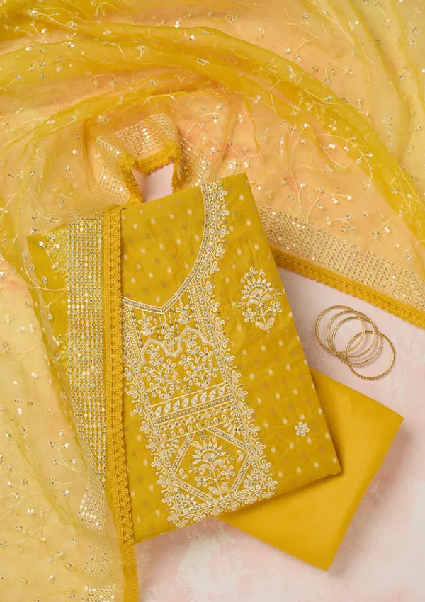 Mustard_Chanderi_Gold_Zardozi_Work_Unstitched_Dress_Material_With_Matching_Bottom_And_Dupatta