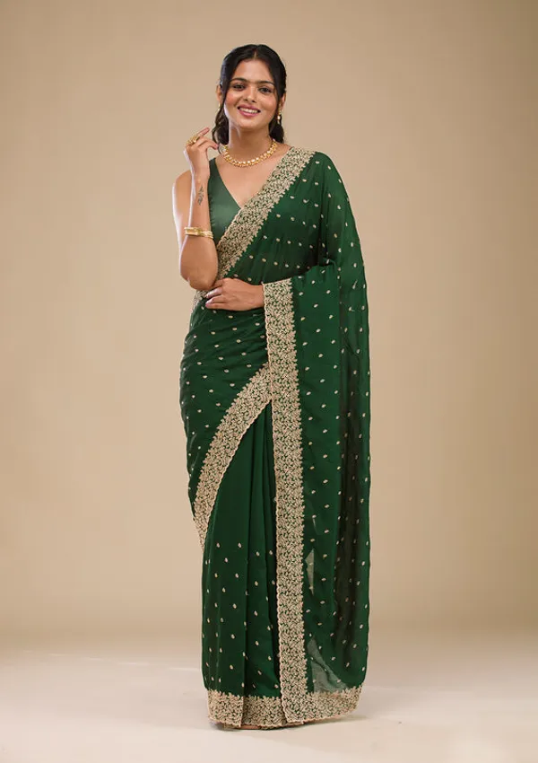 Mehandi_Green_Soft_Raw_Silk_Gold_Zariwork_Saree_With_Matching_Blouse_Piece
