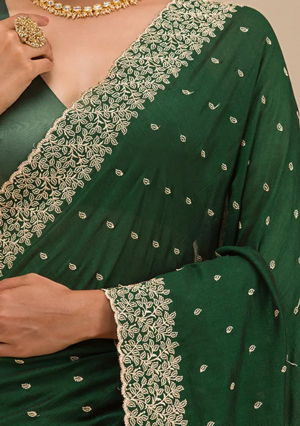 Mehandi_Green_Soft_Raw_Silk_Gold_Zariwork_Saree_With_Matching_Blouse_Piece